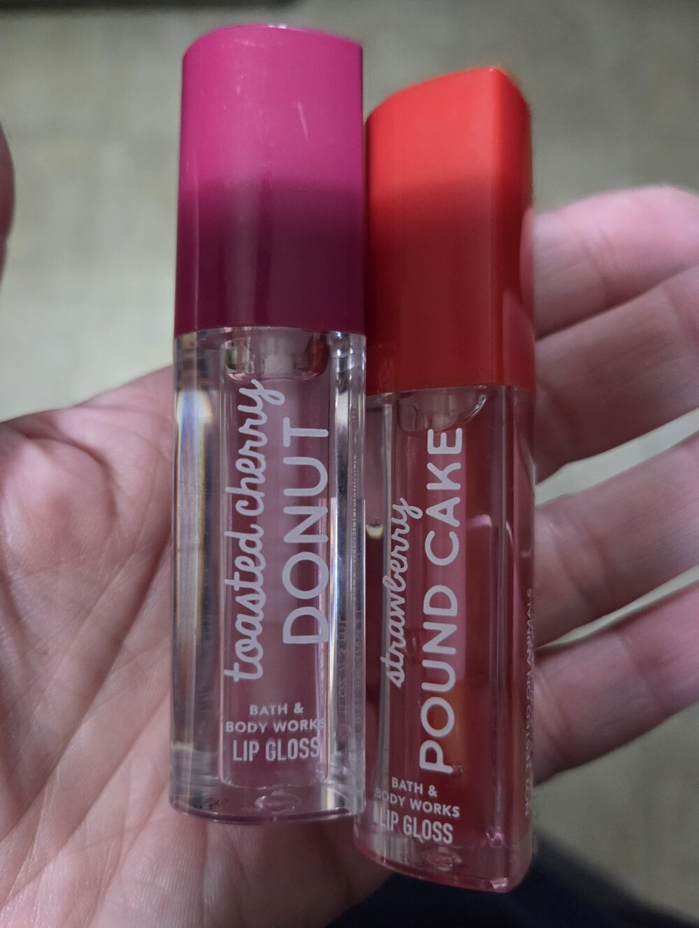 Strawberry Poundcake & Toasted Cherry Donut Lip oil duo bath and body works NWT